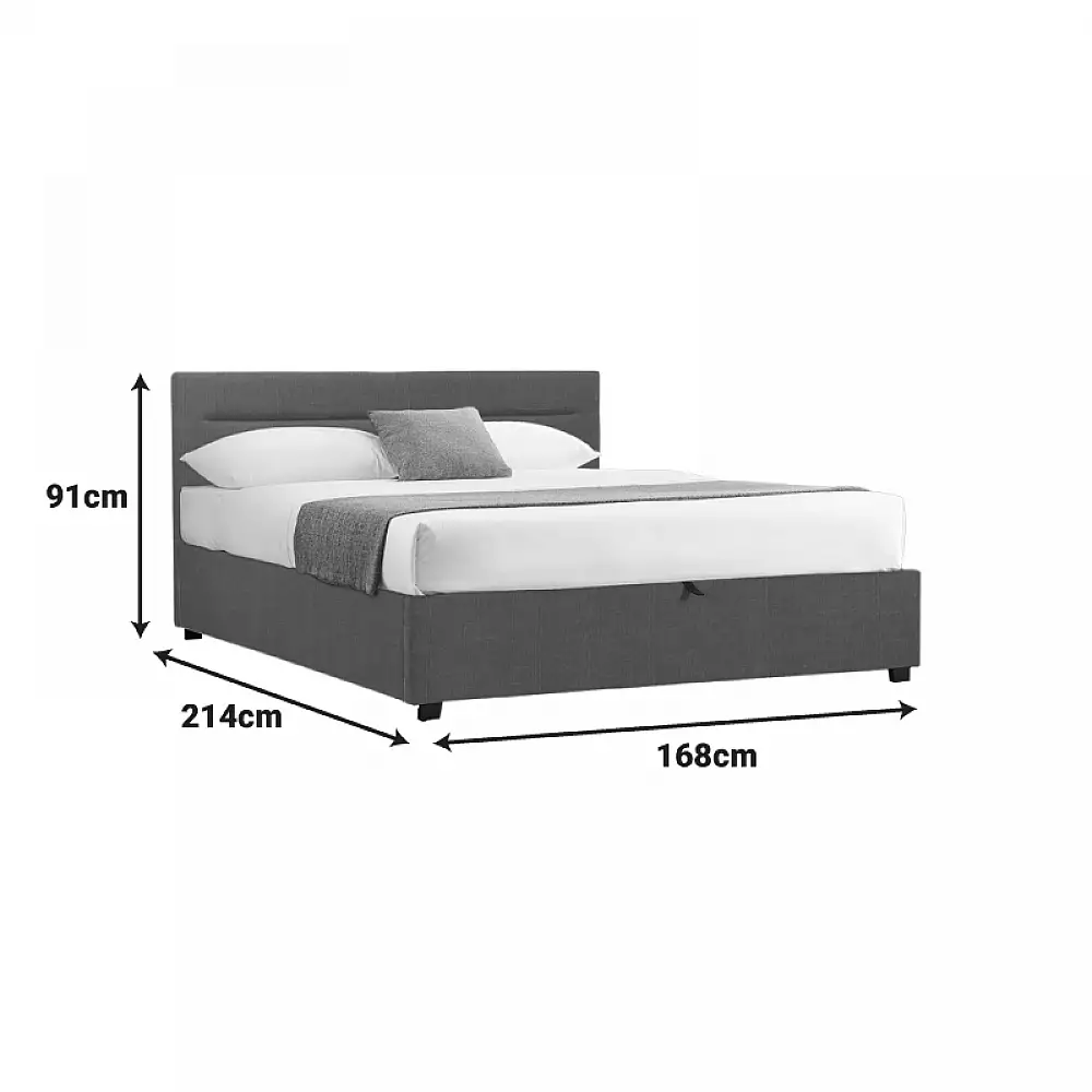 Κρεβάτι Molito pakoworld ύφασμα σε ανθρακί απόχρωση με αποθηκευτικό χώρο160x200εκ