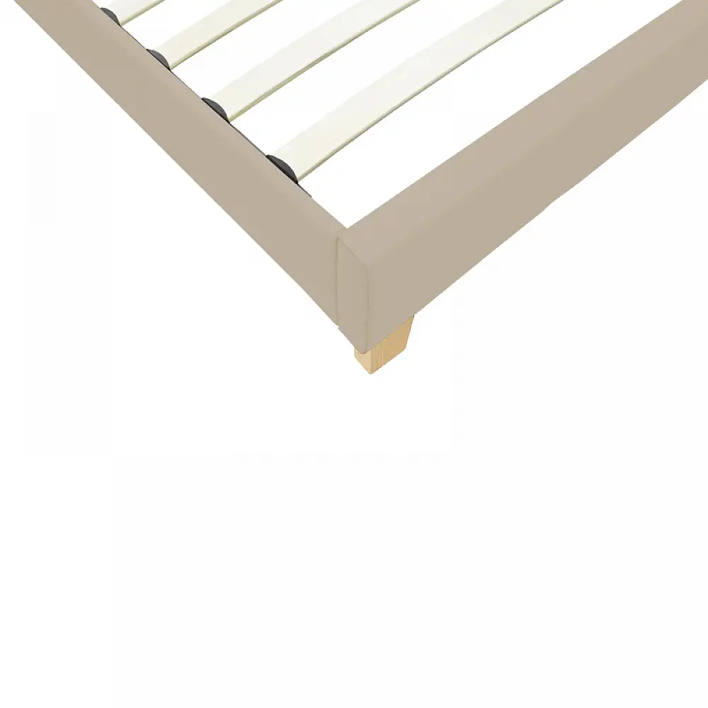 Κρεβάτι Nevil pakoworld ύφασμα εκρού με ξύλινο πόδι σε φυσική απόχρωση 90x190εκ