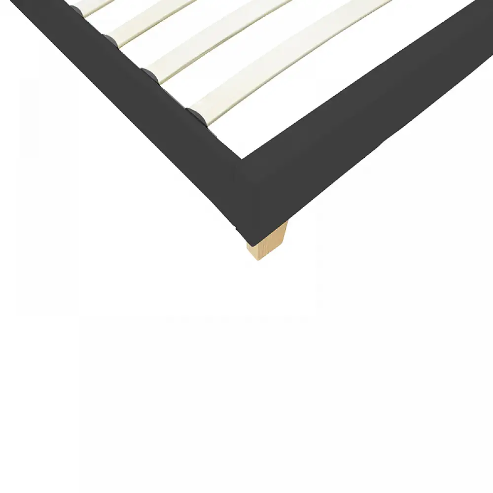 Κρεβάτι Nevil pakoworld ύφασμα ανθρακί με ξύλινο πόδι σε φυσική απόχρωση 90x190εκ