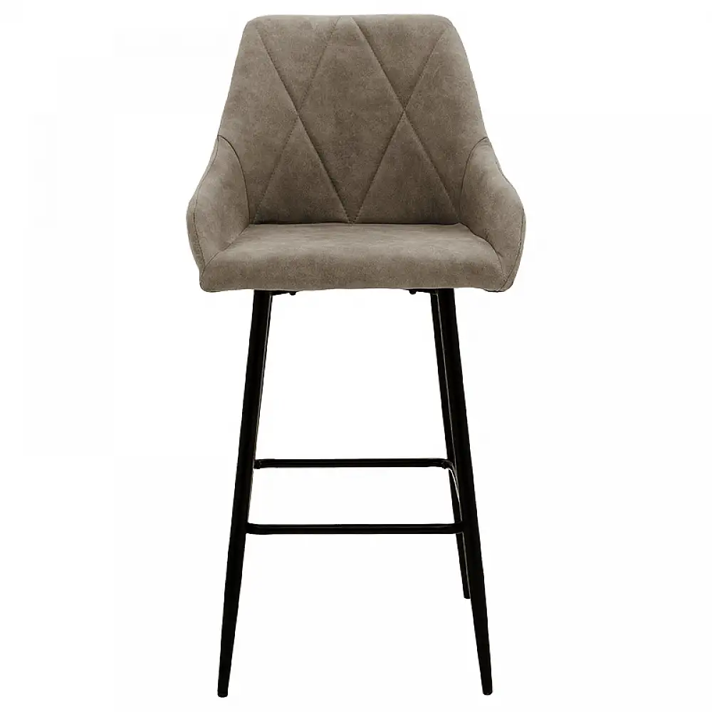 Σκαμπό bar Empower pakoworld μεταλλικό μαύρο-ύφασμα antique γκρι καφέ | 2 τμχ