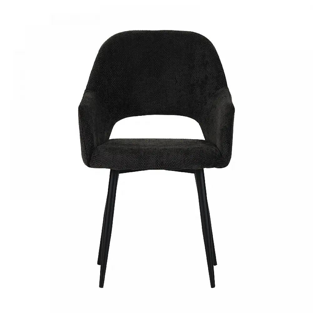 Πολυθρόνα Factols Inart ανθρακί ύφασμα-πόδι μαύρο μέταλλο 53x61x84εκ | 2 τμχ