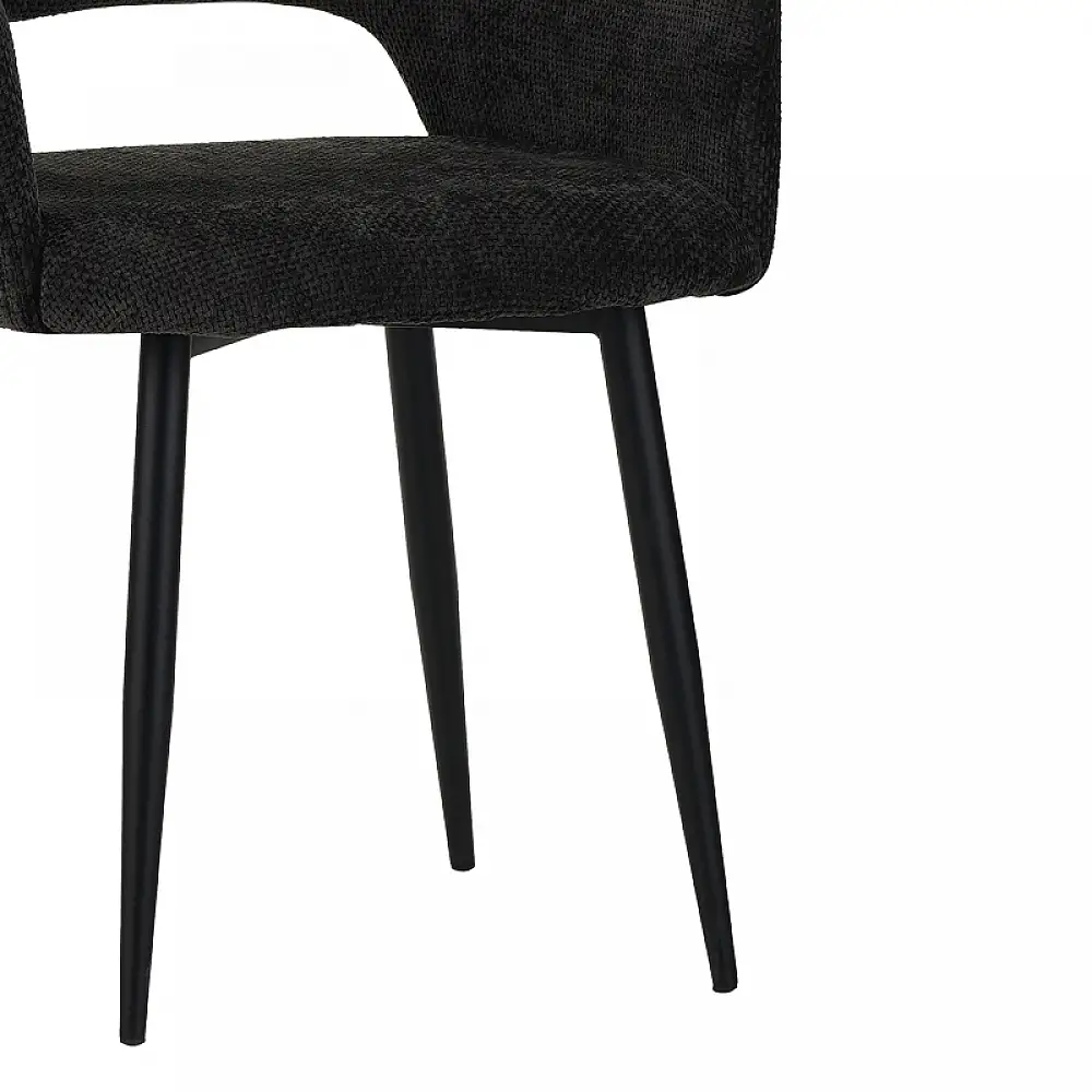 Πολυθρόνα Factols Inart ανθρακί ύφασμα-πόδι μαύρο μέταλλο 53x61x84εκ | 2 τμχ