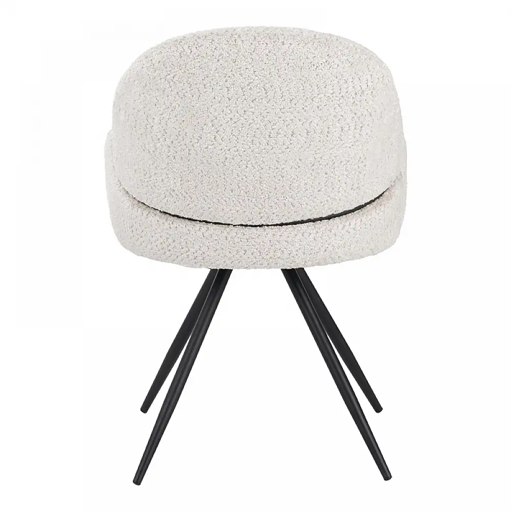 Καρέκλα περιστρεφόμενη Morea pakoworld μπουκλέ ύφασμα σε μπεζ απόχρωση με μαύρα μεταλλικά πόδια 55x63.5x89.5εκ | 2 τμχ