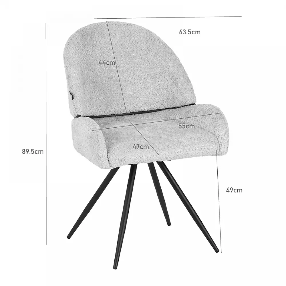 Καρέκλα περιστρεφόμενη Morea pakoworld μπουκλέ ύφασμα σε μπεζ απόχρωση με μαύρα μεταλλικά πόδια 55x63.5x89.5εκ | 2 τμχ