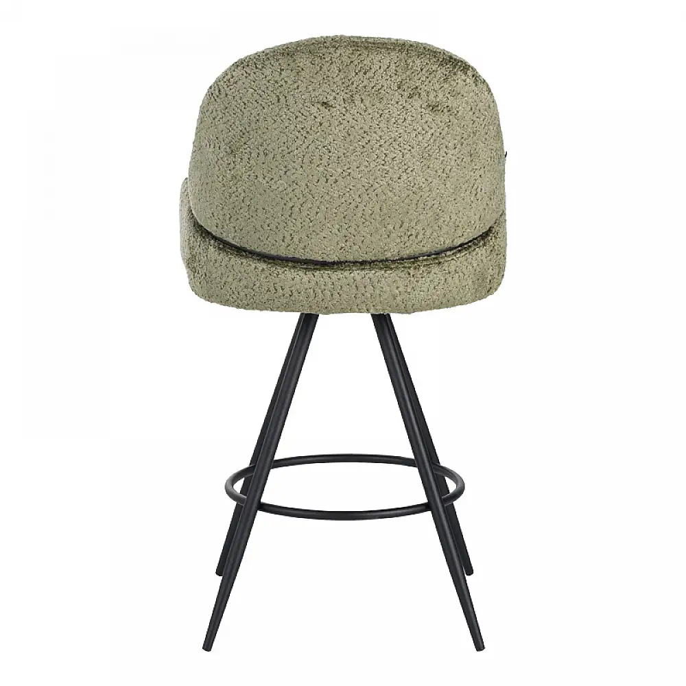 Σκαμπό μπαρ περιστρεφόμενο Morea pakoworld μπουκλέ ύφασμα σε λαδί απόχρωση με μαύρα μεταλλικά πόδια 55x66x107.5εκ