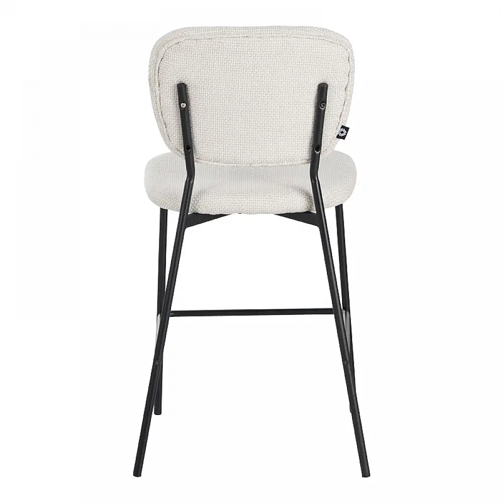 Σκαμπό μπαρ Cathair pakoworld μπουκλέ ύφασμα σε μπεζ απόχρωση με μαύρα μεταλλικά πόδια 48x54x100εκ | 2 τμχ