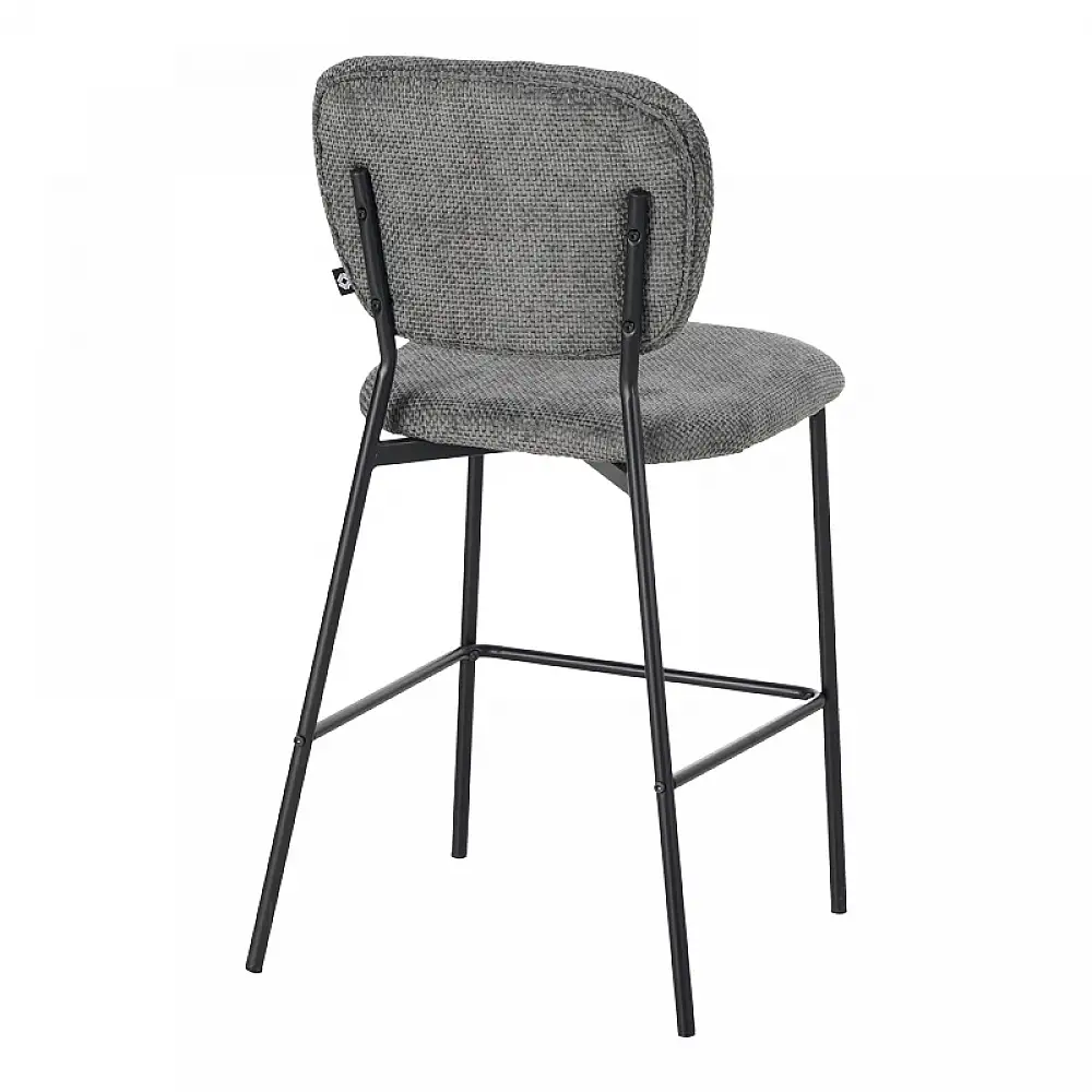 Σκαμπό μπαρ Cathair pakoworld μπουκλέ ύφασμα σε γκρι απόχρωση με μαύρα μεταλλικά πόδια 48x54x100εκ | 2 τμχ