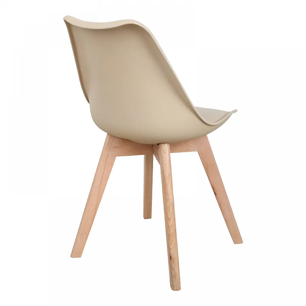 Καρέκλα Gaston pakoworld PP-PU taupe απόχρωση- φυσικό πόδι 43x51x75εκ