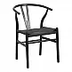 Καρέκλα Wishbone pakoworld rubberwood-σχοινί σε μαύρη απόχρωση 53.5x57x74εκ