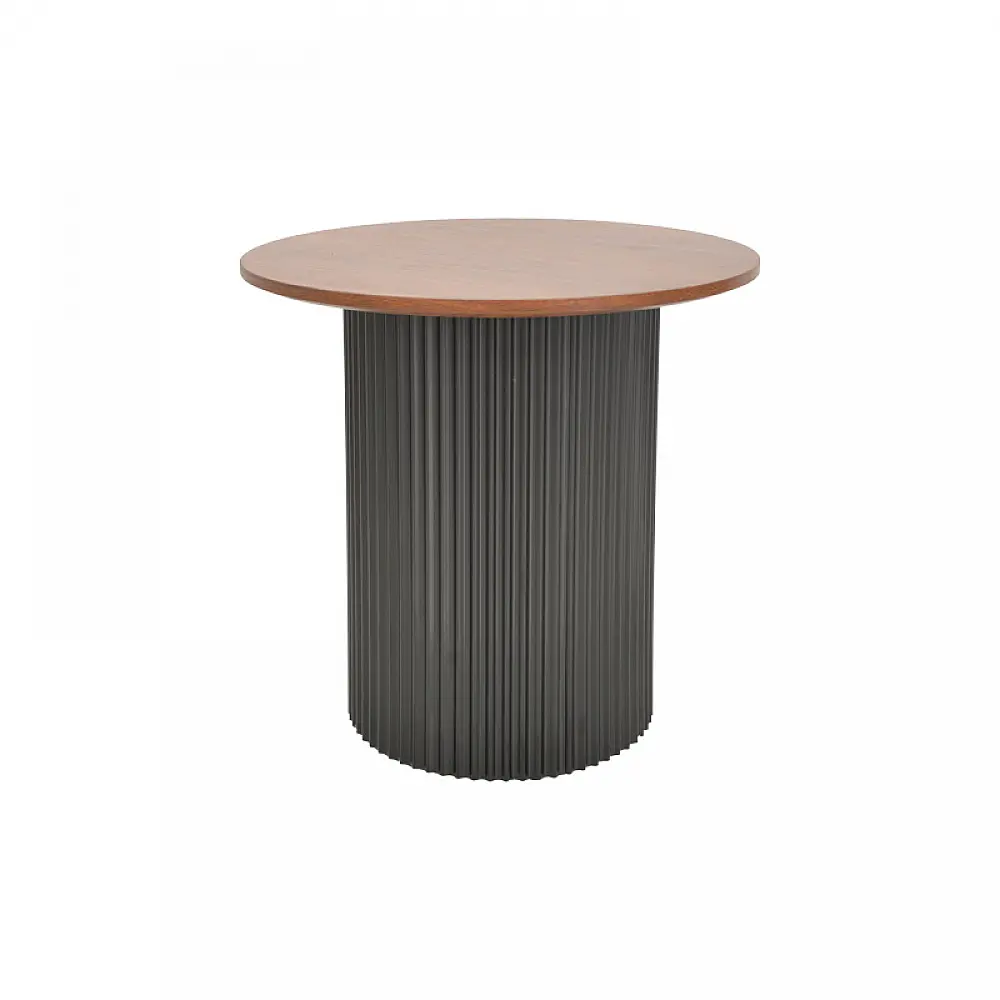Βοηθητικό τραπέζι Dovel pakoworld mdf σε καρυδί-μαύρη απόχρωση Φ50x45εκ