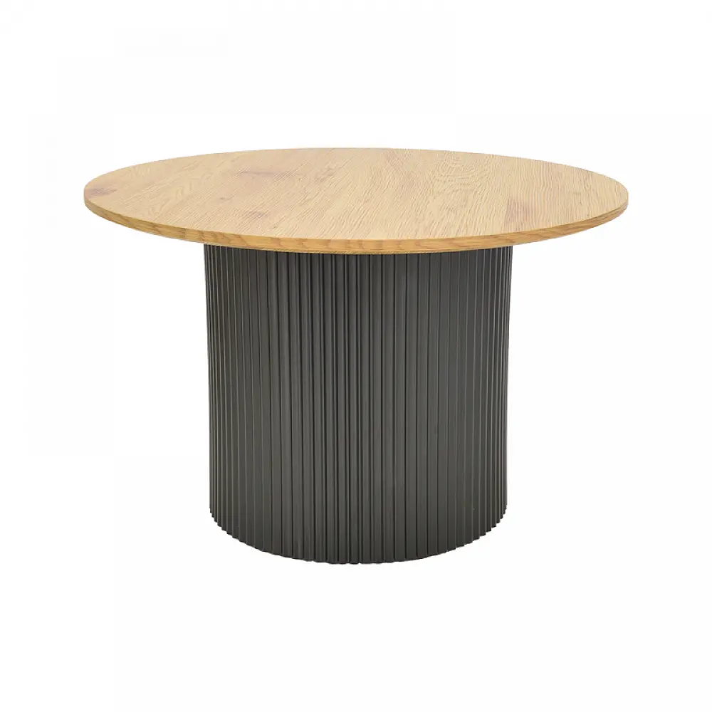 Τραπέζι σαλονιού Dovel pakoworld mdf σε sonoma-μαυρη απόχρωση Φ70x40εκ