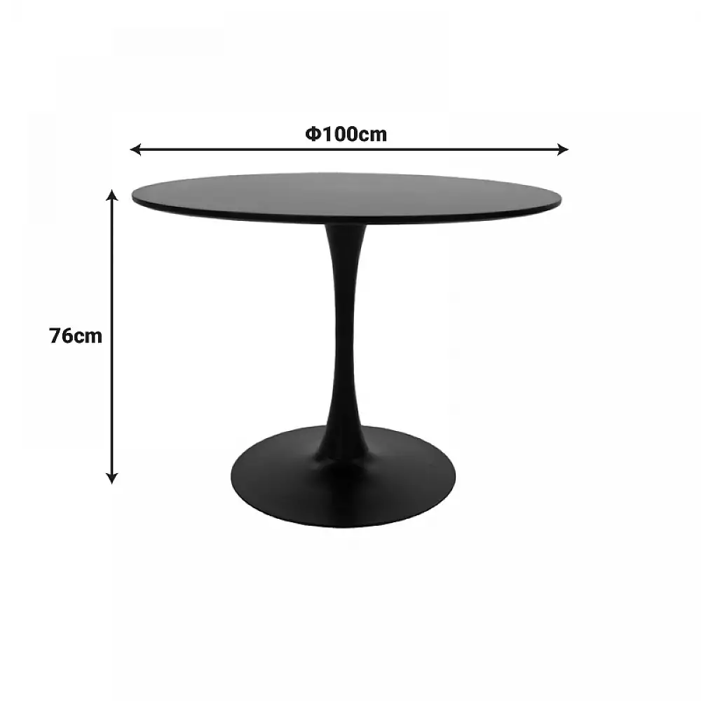 Tραπέζι Balou pakoworld mdf σε μαύρη απόχρωση Φ100x73εκ