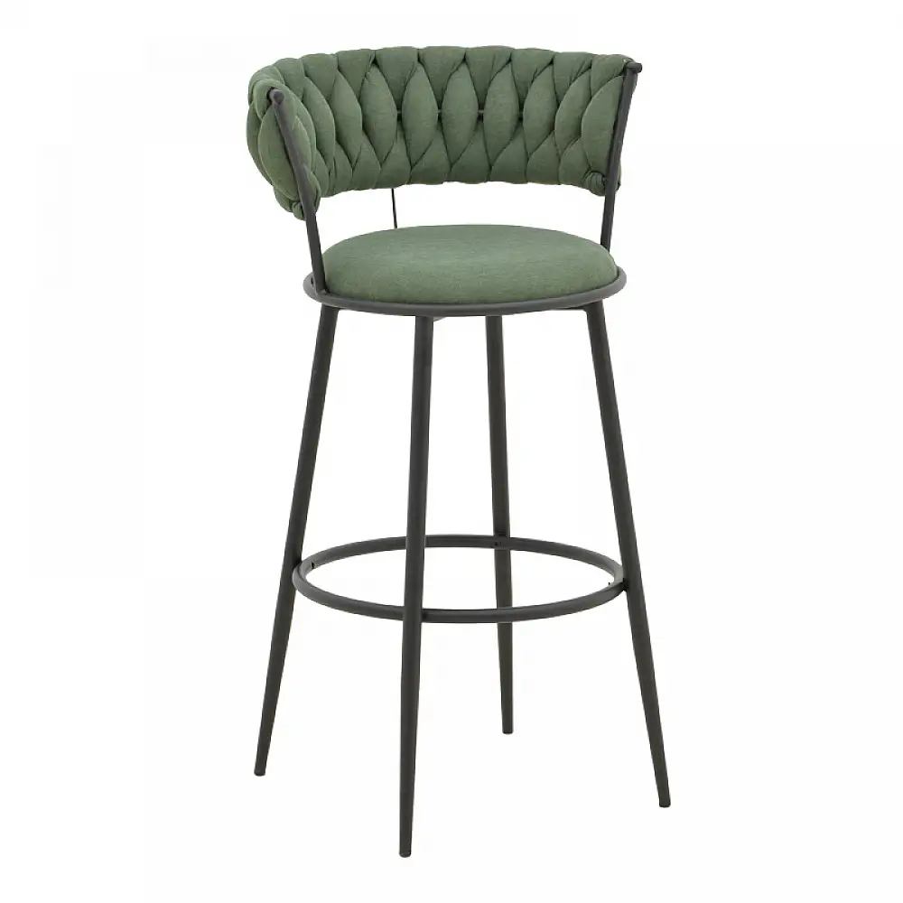 Σκαμπό μπαρ Alkia I pakoworld ύφασμα σε χακί απόχρωση- πόδι μαύρο μέταλλο 50x56x95εκ | 2 τμχ