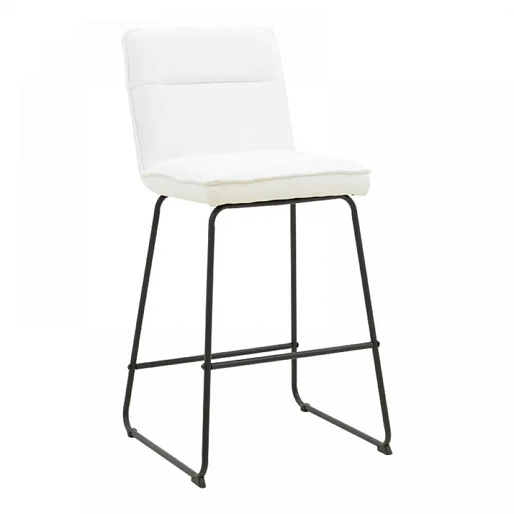 Σκαμπό μπαρ Essential pakoworld ύφασμα λευκό-πόδι μάυρο μεταλλικό 53x64.5x107εκ | 4 τμχ