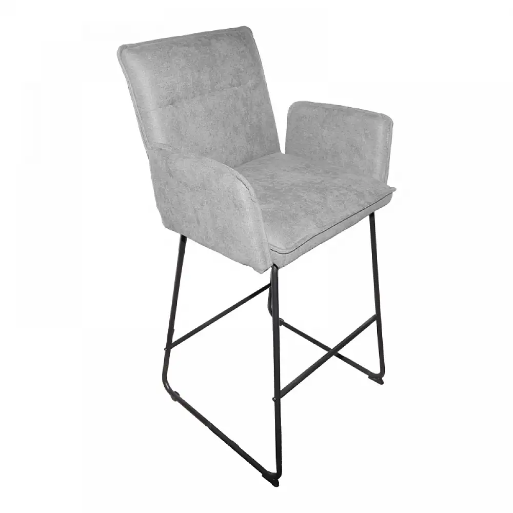 Σκαμπό μπαρ Essential pakoworld ύφασμα γκρι-πόδι μαύρο μεταλλικό 57x64.5x107εκ | 4 τμχ