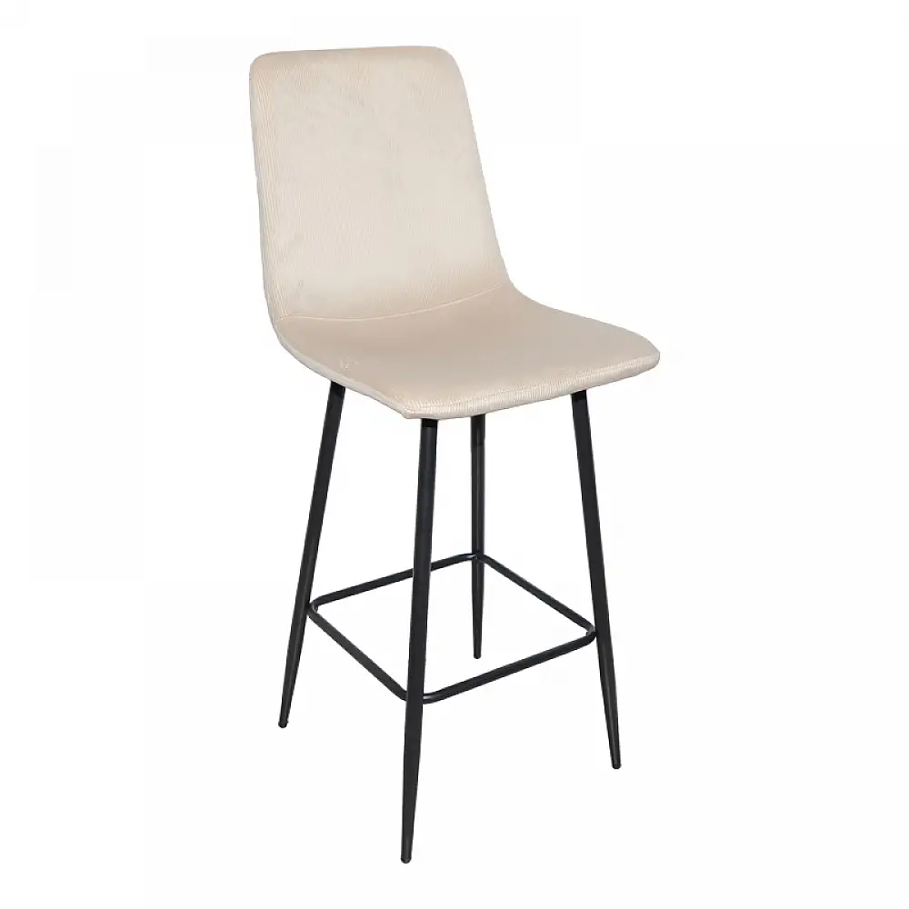 Σκαμπό μπαρ Grato pakoworld ύφασμα μπεζ-πόδι μαύρο μεταλλικό 43.5x55x114εκ | 4 τμχ