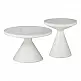Βοηθητικά τραπέζια Coozlin Inart sintered stone σε απόχρωση λευκό μαρμάρου με λευκό μέταλλο
