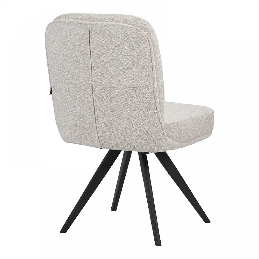 Καρέκλα περιστρεφόμενη Novo pakoworld ύφασμα λευκό μπουκλε-πόδια μαύρο μεταλλικό 65.5x50x90εκ | 2 τμχ