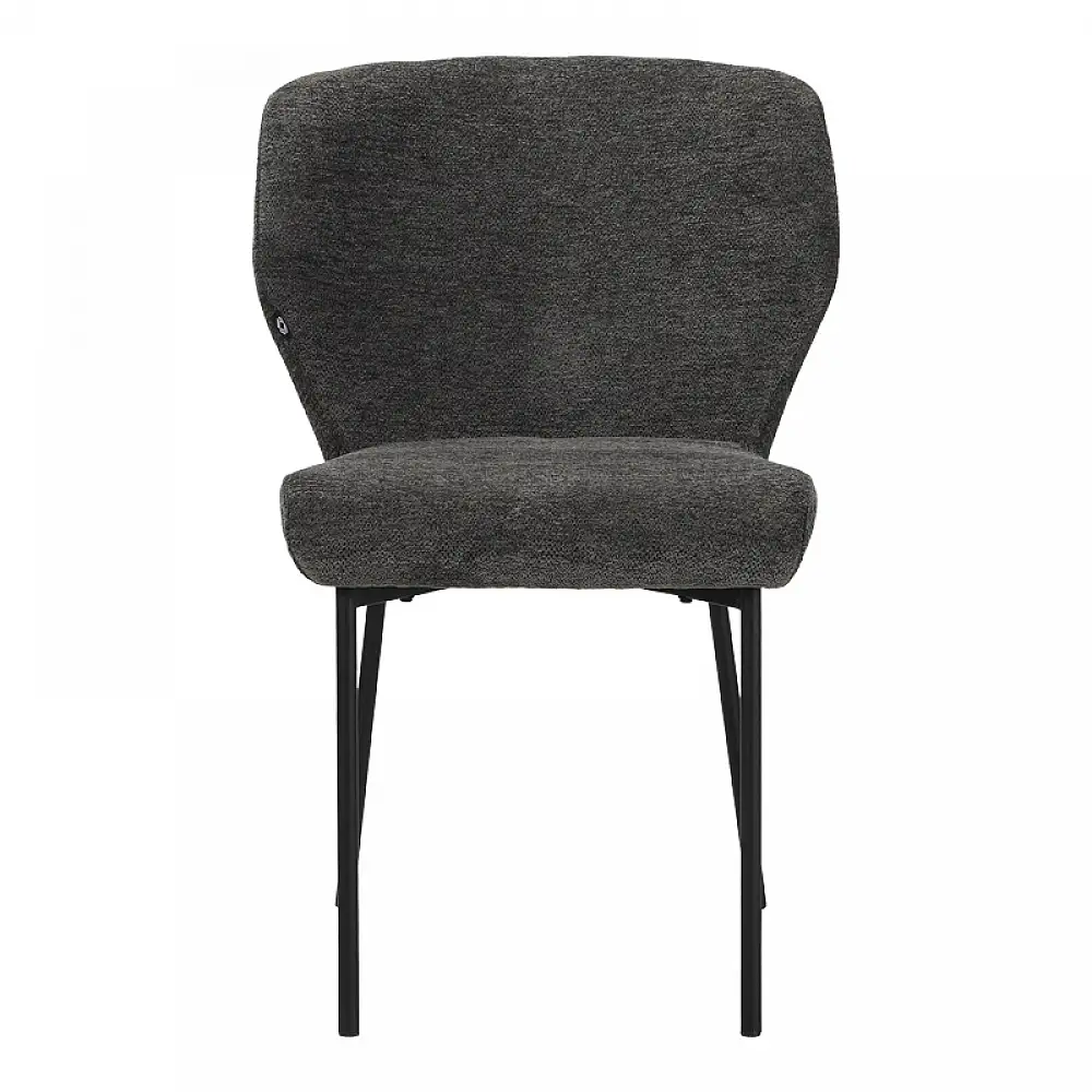 Καρέκλα Mavier pakoworld ανθρακί ύφασμα με πόδια μαύρο μεταλλικό 48x61.5x82εκ | 2 τμχ