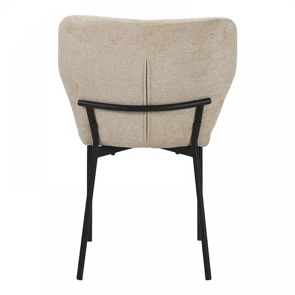 Καρέκλα Mavier pakoworld γκρι μπεζ ύφασμα με πόδια μαύρο μεταλλικό 48x61.5x82εκ | 2 τμχ