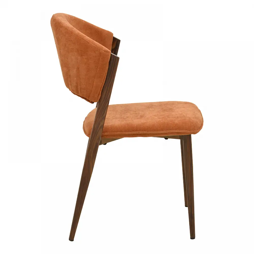 Καρέκλα Dolez pakoworld terracotta ύφασμα-πόδι καρυδί μέταλλο 49x58.5x82εκ | 4 τμχ