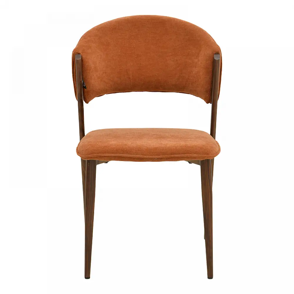 Καρέκλα Dolez pakoworld terracotta ύφασμα-πόδι καρυδί μέταλλο 49x58.5x82εκ | 4 τμχ