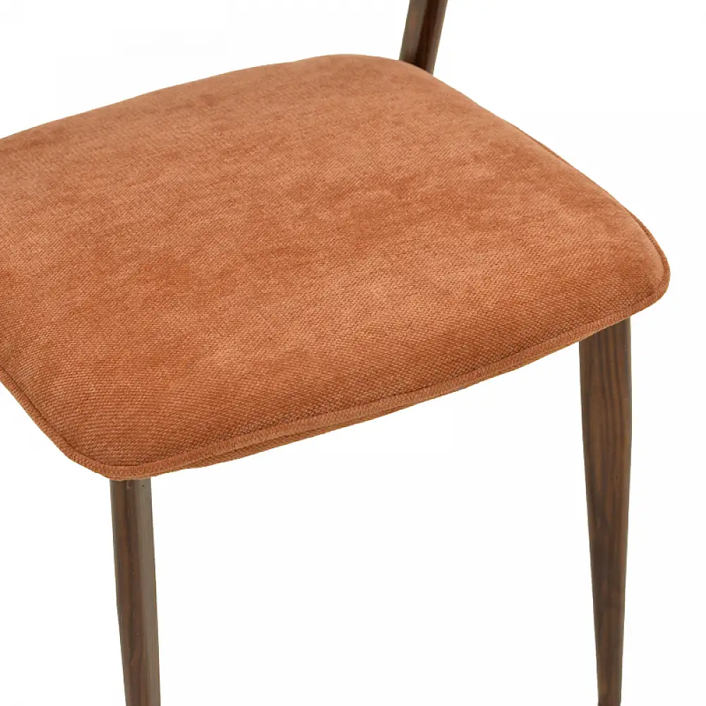 Καρέκλα Dolez pakoworld terracotta ύφασμα-πόδι καρυδί μέταλλο 49x58.5x82εκ | 4 τμχ