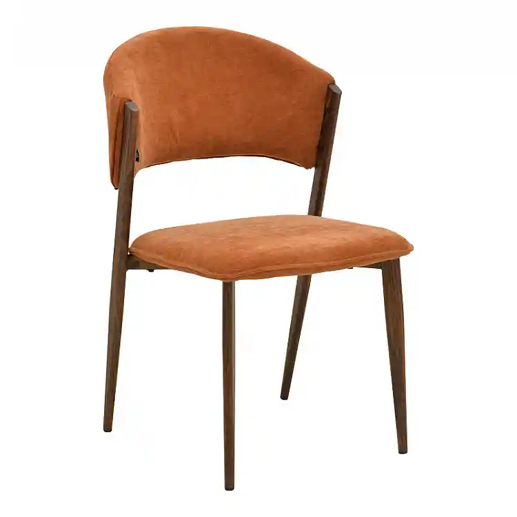 Καρέκλα Dolez pakoworld terracotta ύφασμα-πόδι καρυδί μέταλλο 49x58.5x82εκ | 4 τμχ