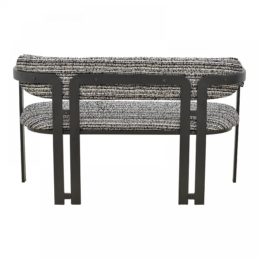 Καναπές διθέσιος Berdona pakoworld ασπρόμαυρο ύφασμα-μαύρο μεταλλικό πόδι 120x47x78εκ