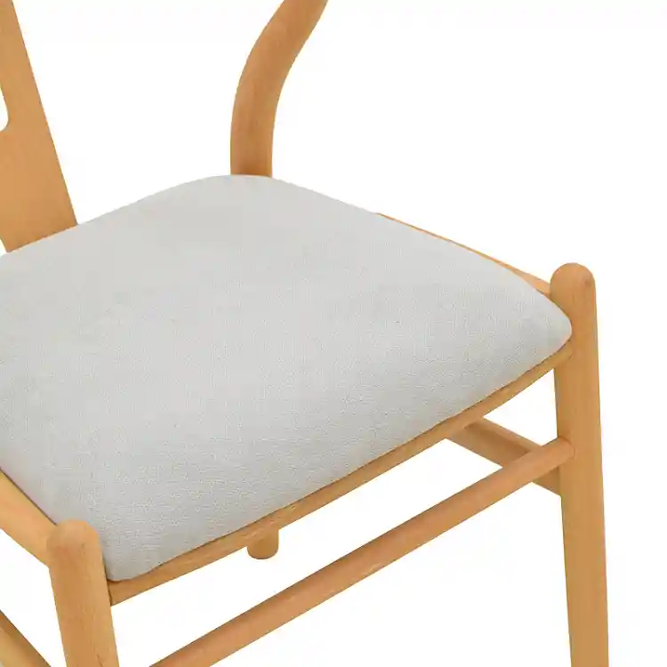 Καρέκλα Wishbone pakoworld rubberwood-ύφασμα σε φυσική-γκρι απόχρωση 51x58x73εκ