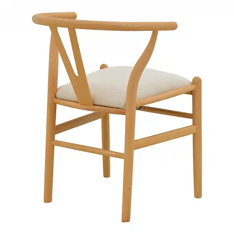 Καρέκλα Wishbone pakoworld rubberwood-ύφασμα σε φυσική-μπεζ απόχρωση 51x58x73εκ