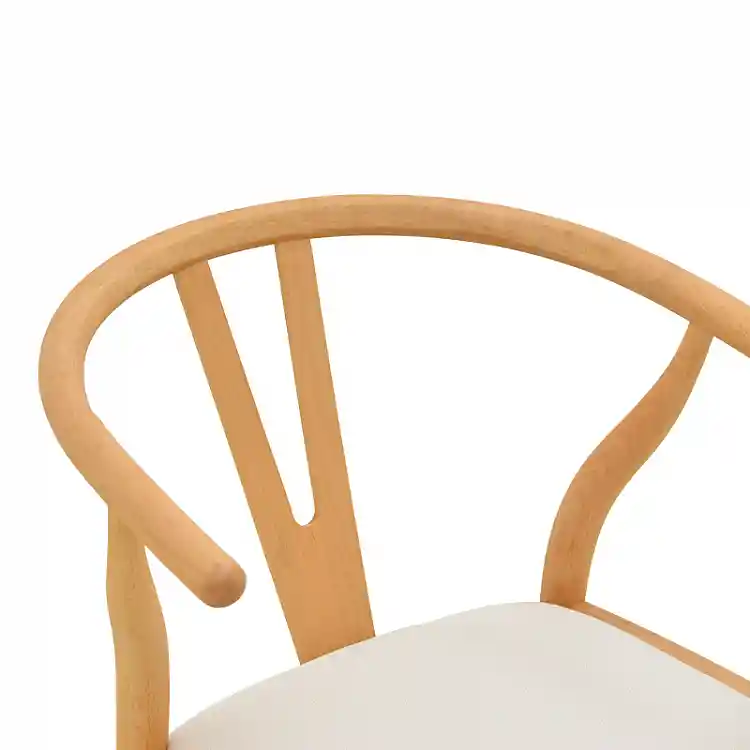 Καρέκλα Wishbone pakoworld rubberwood-ύφασμα σε φυσική-μπεζ απόχρωση 51x58x73εκ