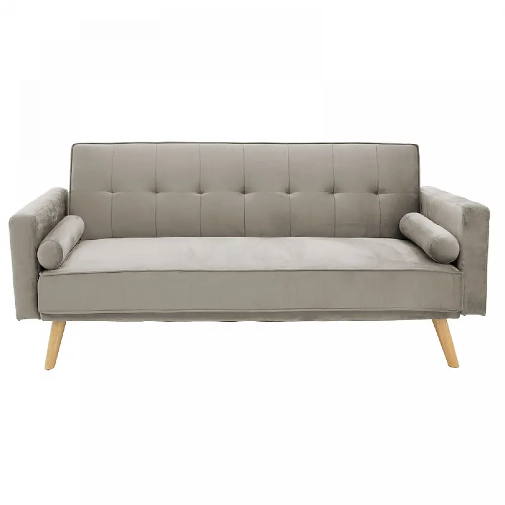 Καναπές-κρεβάτι Success pakoworld 3θέσιος βελούδο γκρι-μπεζ 190x80x84εκ