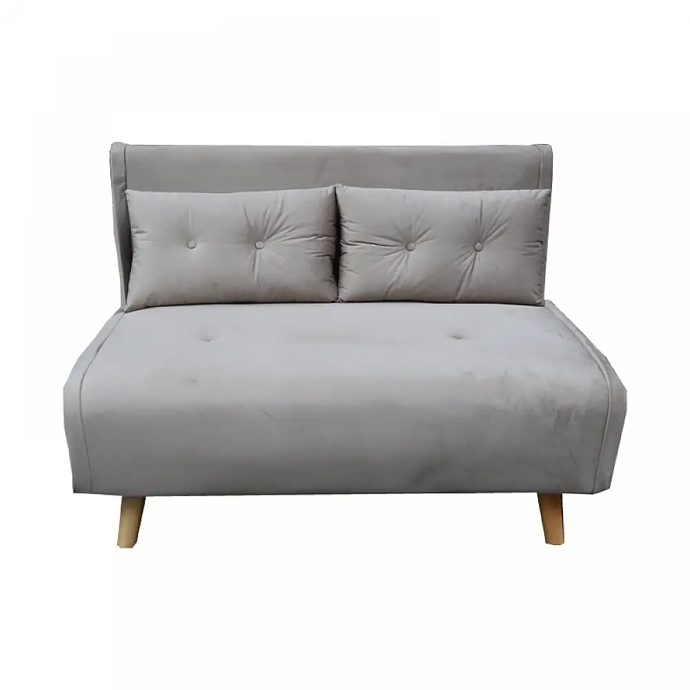 Καναπές-κρεβάτι Josuane I pakoworld διθέσιος βελούδο σε γκρι μπεζ απόχρωση 122x80x81εκ