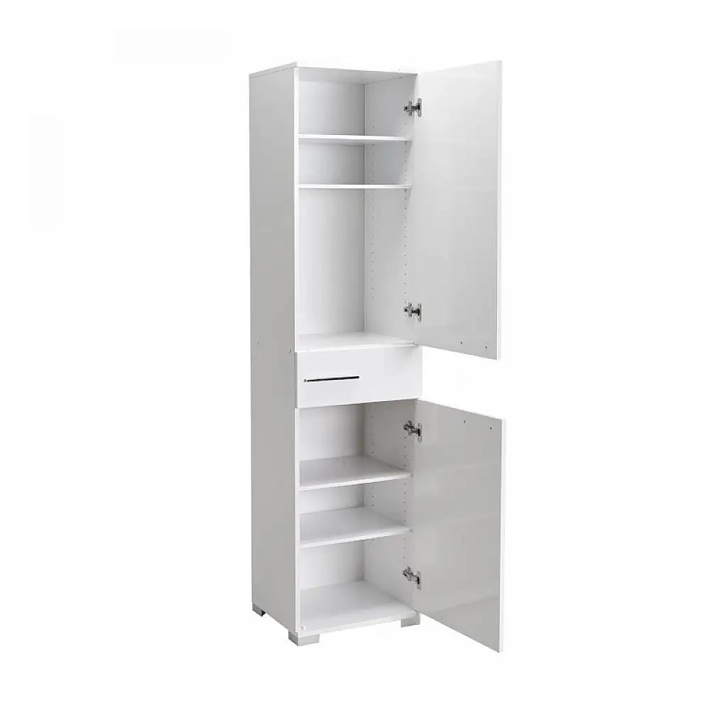 Ντουλάπα Chad pakoworld με συρτάρια λευκό gloss 45x40x188εκ