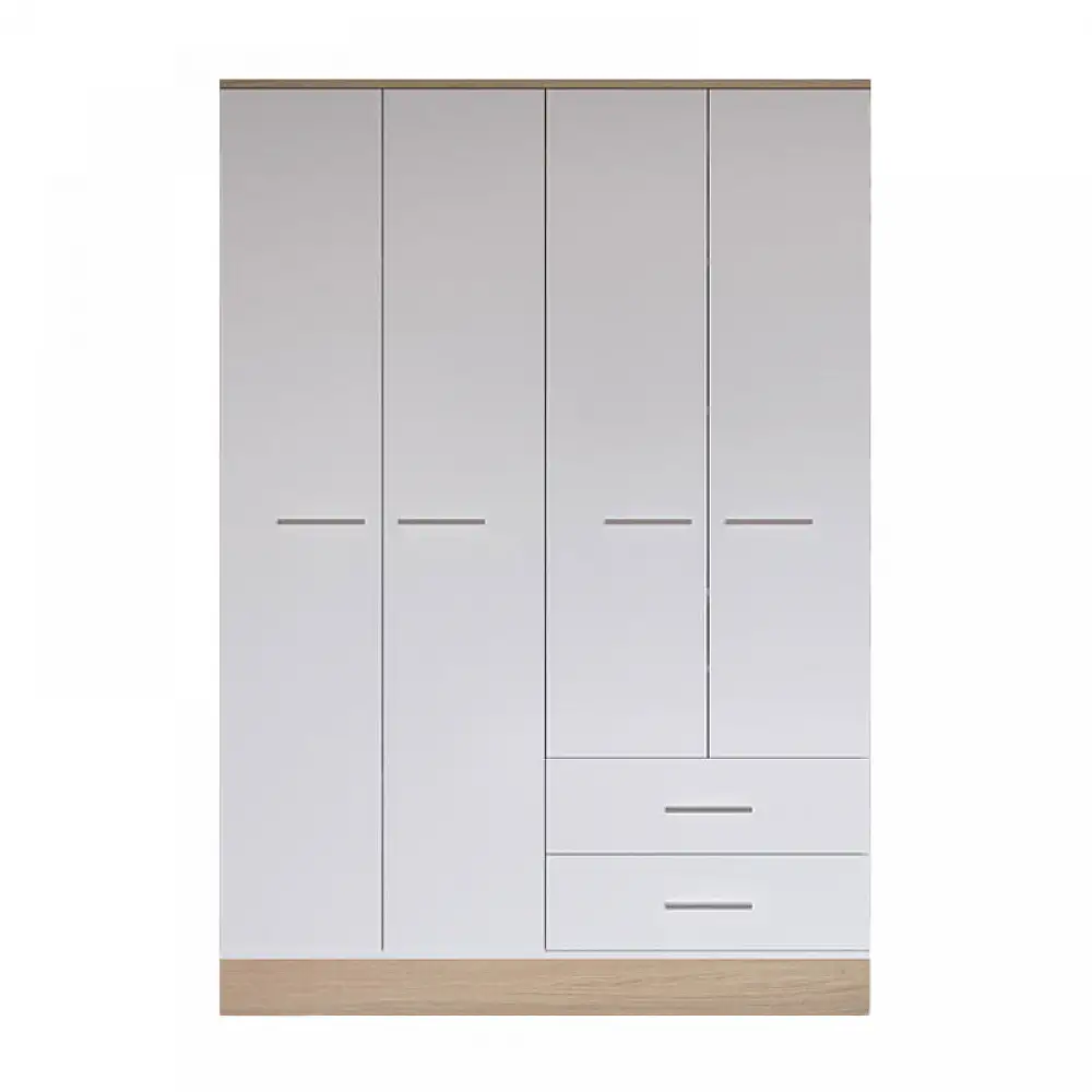 Ντουλάπα ρούχων Harmony pakoworld τετράφυλλη σε oak-λευκή απόχρωση 137x52x198εκ
