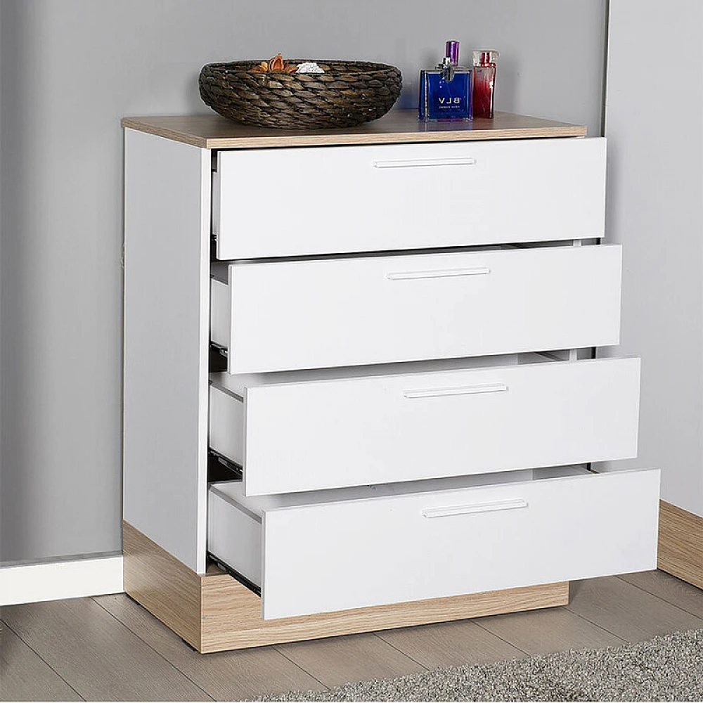 Συρταριέρα Pelita pakoworld σε λευκή-oak απόχρωση 72x40x88εκ