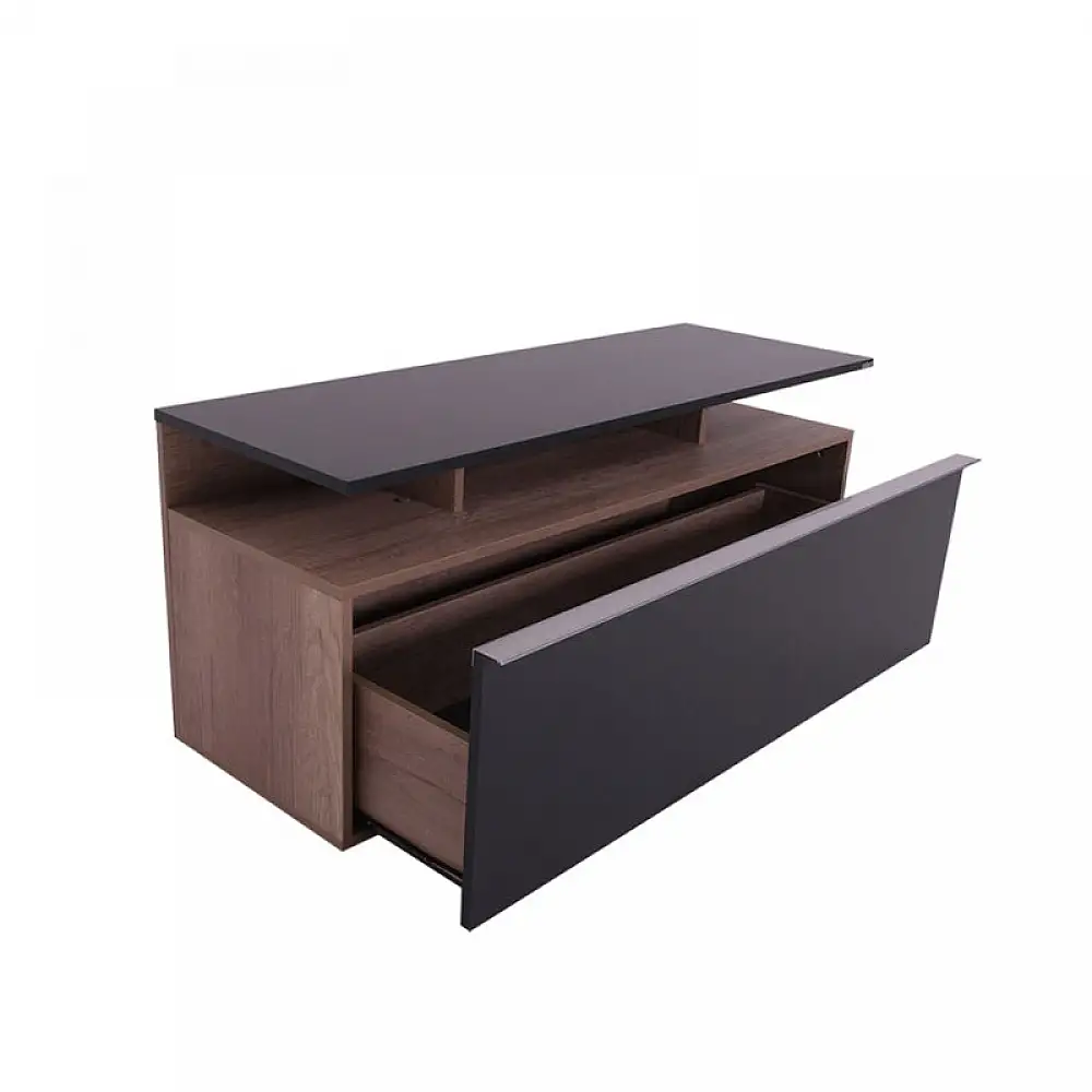 Έπιπλο τηλεόρασης Temano pakoworld σε μαύρη gloss-καρυδι  απόχρωση 117x40x48εκ