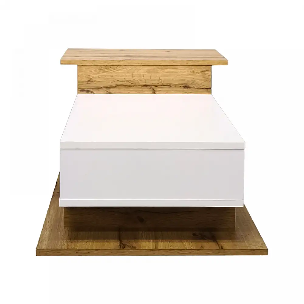 Τραπέζι σαλονιού Nuvele pakoworld sonoma-λευκό 90x50x35εκ