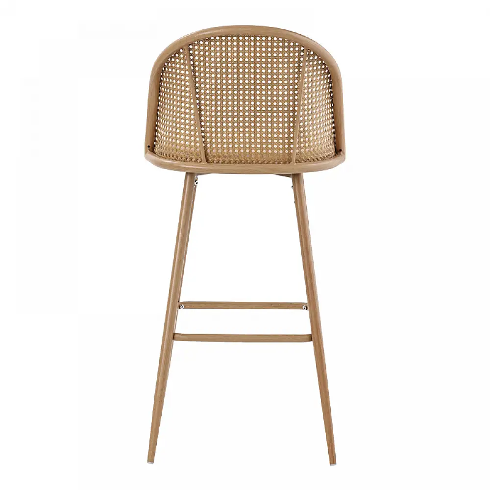 Σκαμπό μπαρ Kace pakoworld φυσικό pe rattan-φυσικό ύφασμα-φυσικό μέταλλο 43x55x102εκ | 2 τμχ