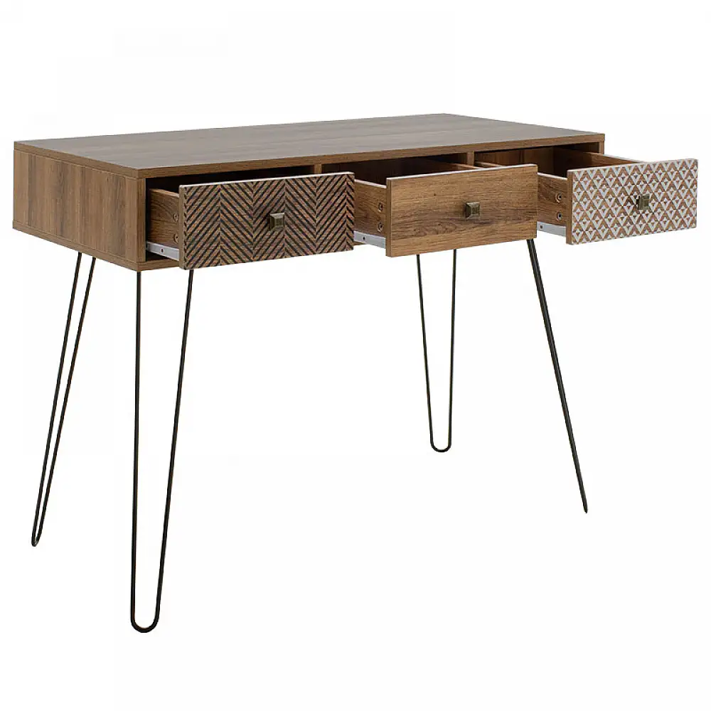 Κονσόλα Boho pakoworld καρυδί με μεταλλικά πόδια 100x50,5x74,5εκ