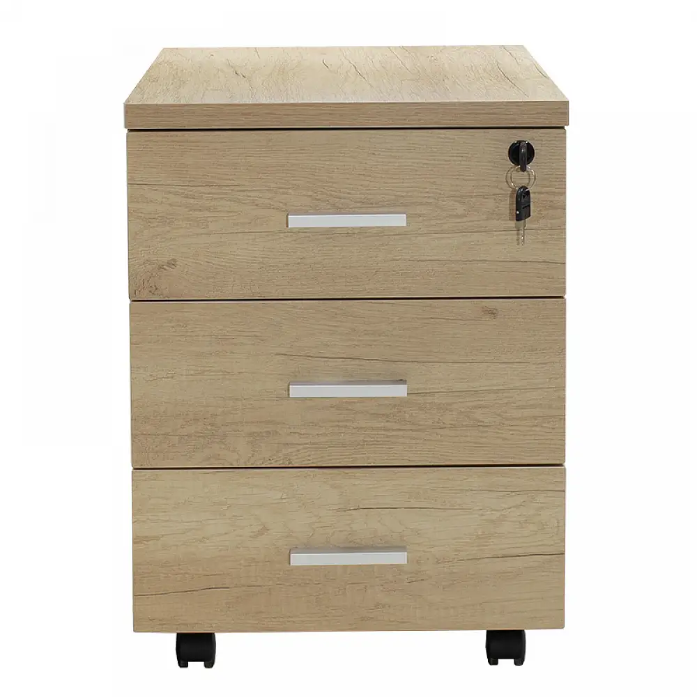 Συρταριέρα τροχήλατη Lotus pakoworld 3ων συρταριών φυσικό-ανθρακί χρώμα 40x47x55εκ