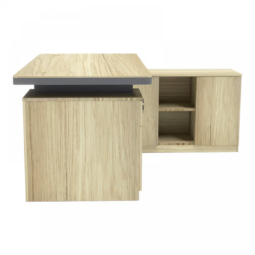 Γραφείο επαγγελματικό Lotus pakoworld με δεξιά γωνία σε φυσική-ανθρακί απόχρωση 200x160x76εκ