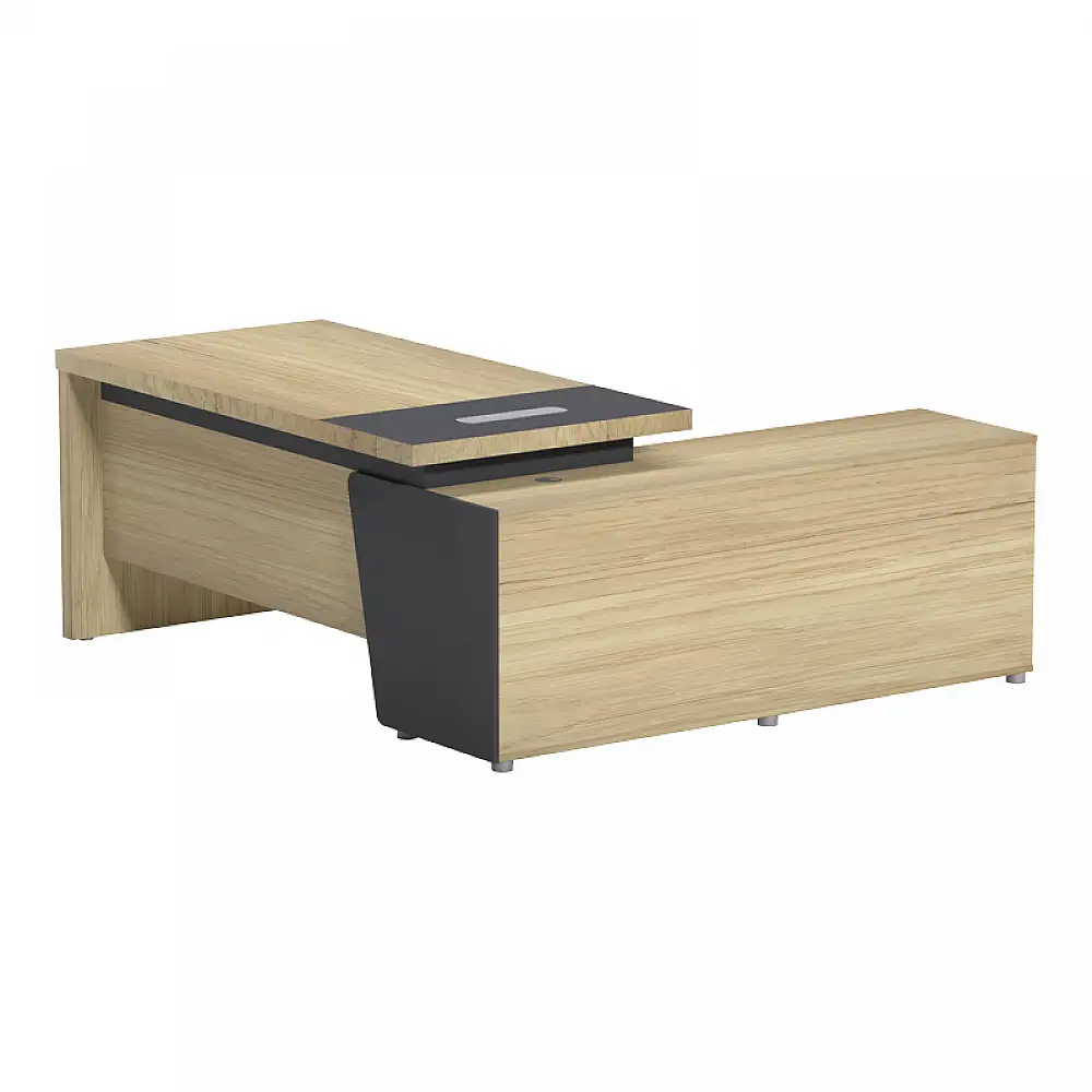 Γραφείο επαγγελματικό Lotus pakoworld αριστερή σε φυσική-ανθρακί απόχρωση 180x180x75εκ