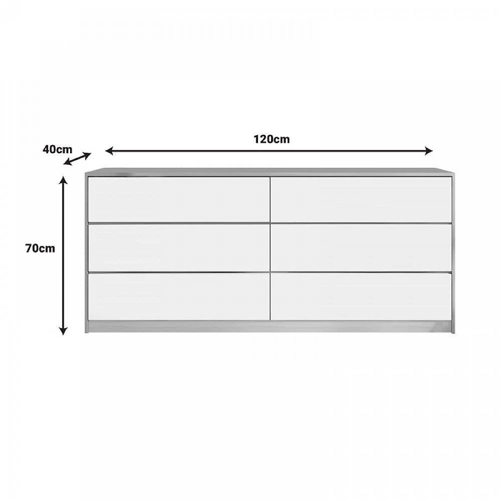 Συρταριέρα Kuanger pakoworld σε λευκή-φυσική απόχρωση 120x40x70εκ