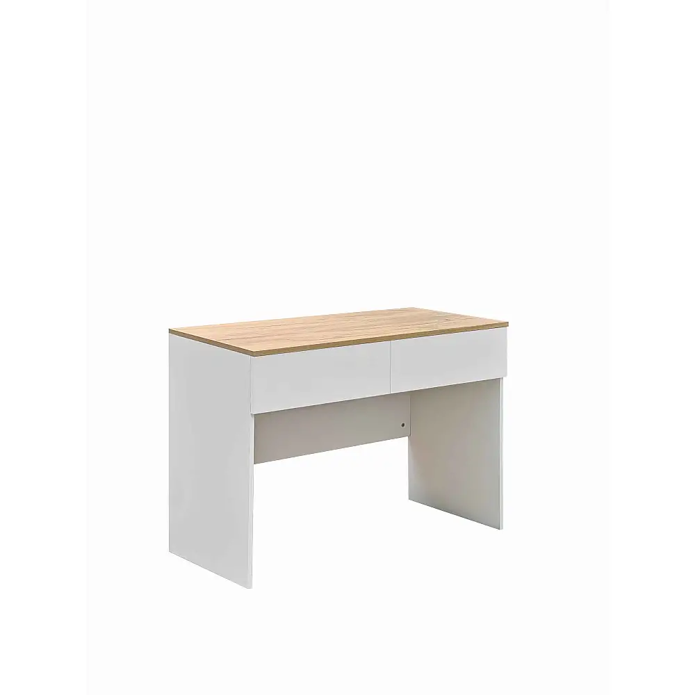 Γραφείο εργασίας Beleton pakoworld με συρτάρια mdf σε oak με λευκή απόχρωση 100x50x75εκ