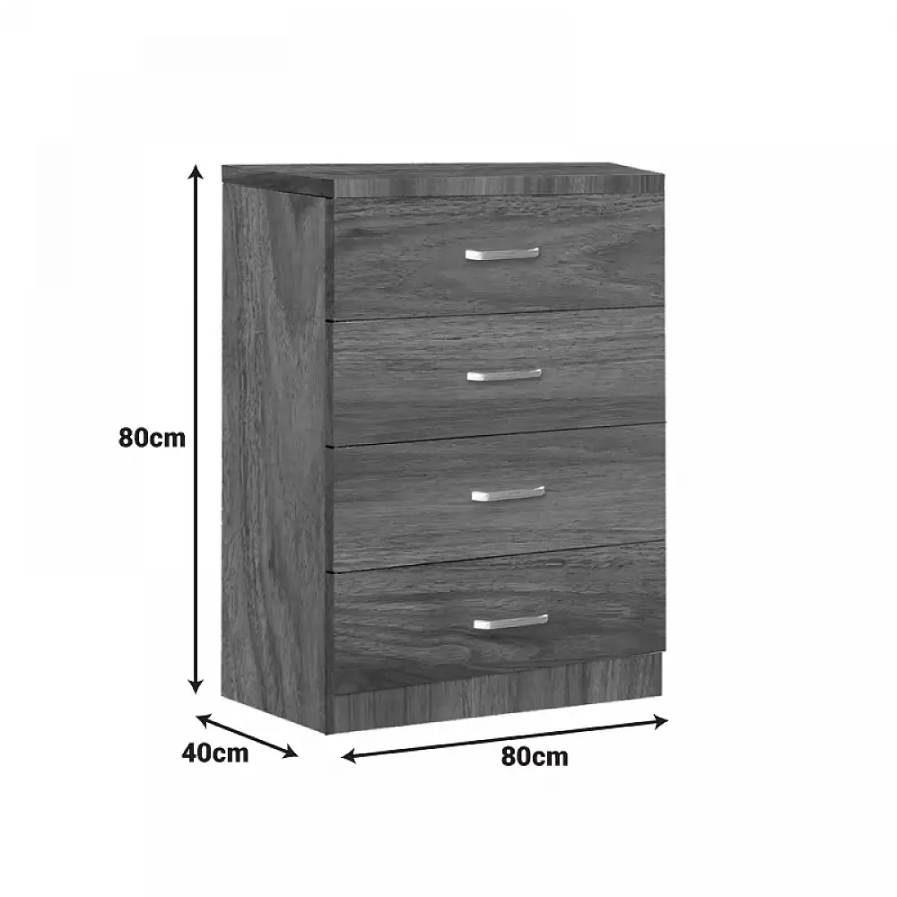 Συρταριέρα Killian pakoworld με 4 συρτάρια καρυδί 80x40x80εκ