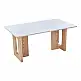 Τραπέζι Benqui pakoworld sintered stone-mdf σε λευκό μαρμάρου με βάση σε φυσική απόχρωση 160x90x75εκ
