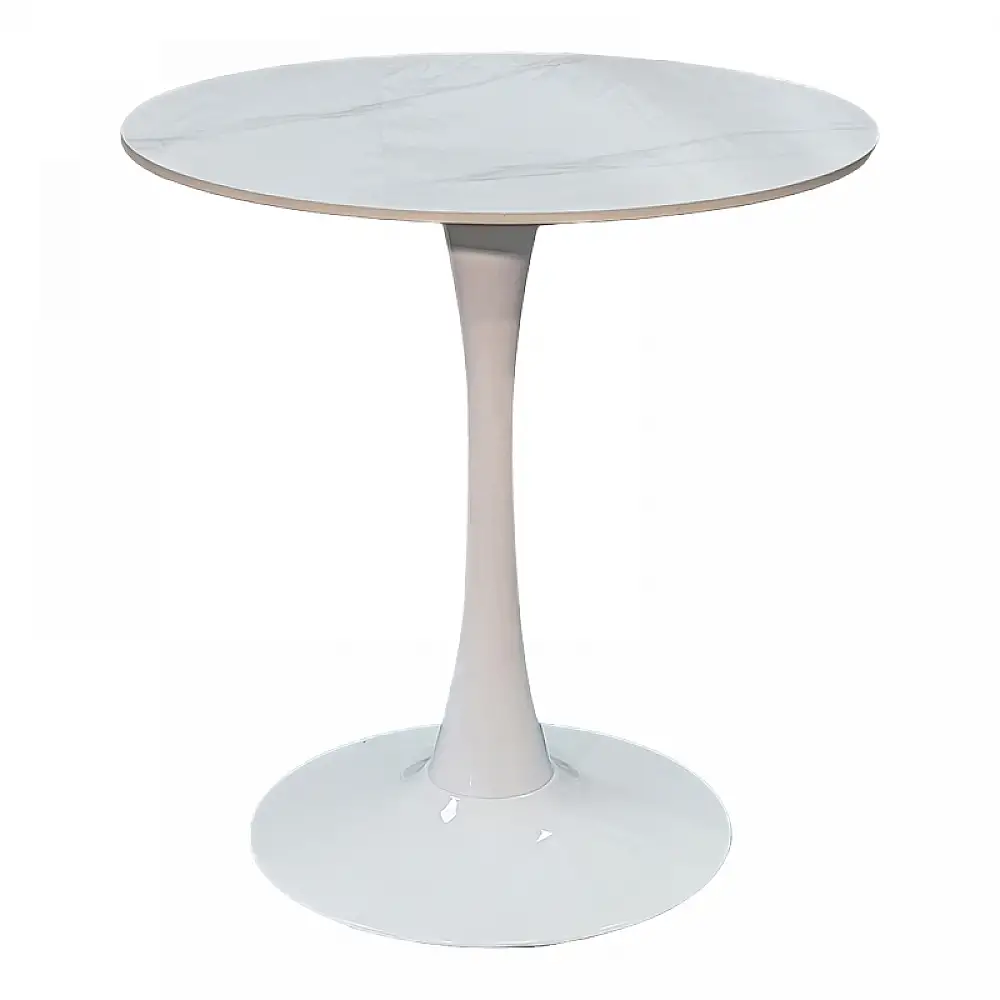 Τραπέζι Balou I pakoworld sintered stone-mdf σε λευκό μαρμάρου Φ70x74εκ