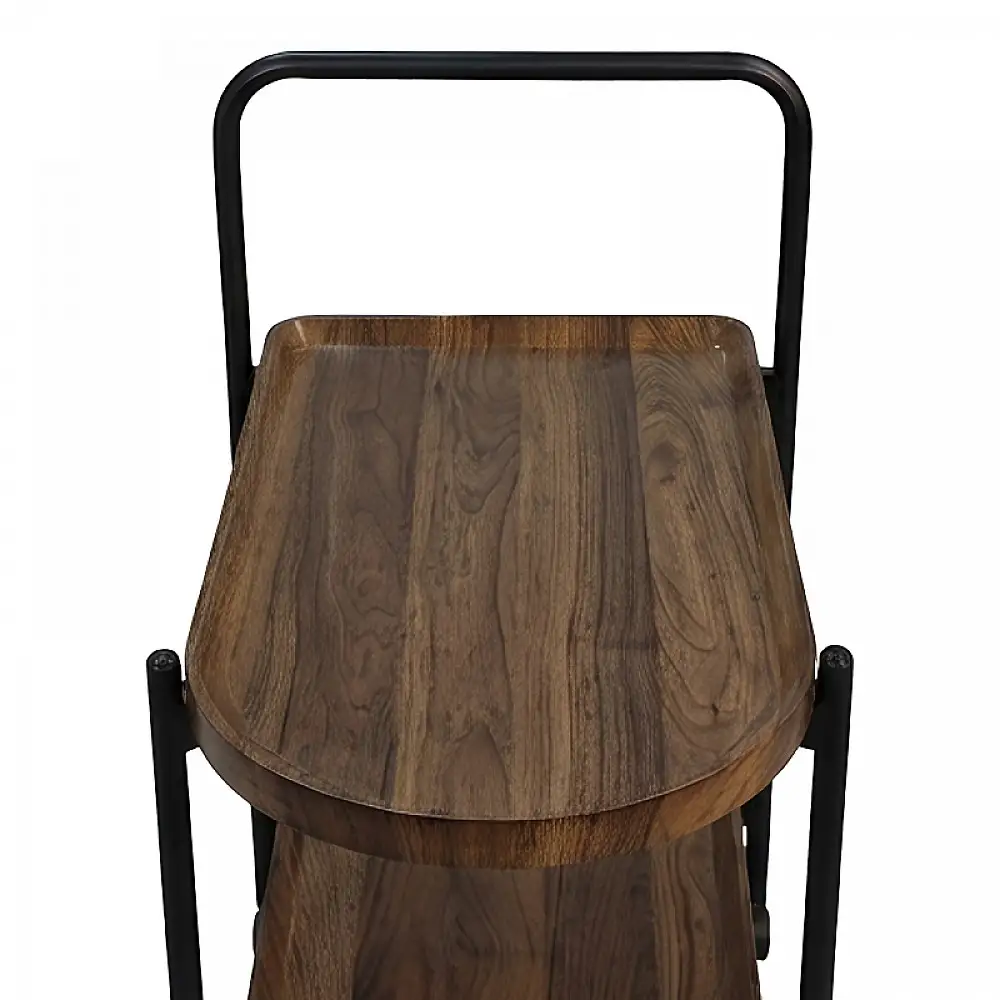 Βοηθητικό τραπέζι Whelea pakoworld τροχήλατο mdf-μέταλλο καρυδί-μαύρο 40x60x69εκ